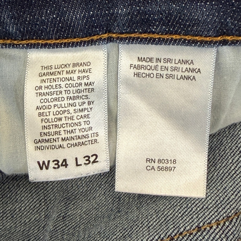 Lucky Brand 110 SLIM Blue Jeans Mens 34x32 Cotton STRETCH Dark Wash Denim - Picture 14 of 14